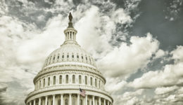 US Capitol dome with clouds