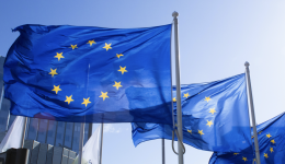 European Union Flags in the Wind